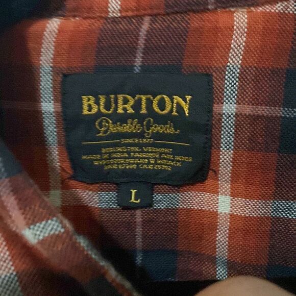 BURTON button down plaid long sleeve shirt size Large - Picture 4 of 4